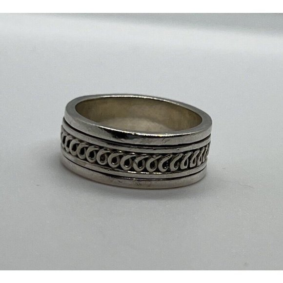 925 STERLING SILVER RING & SPINNER GEO ART   SIZE 7 - Picture 1 of 2
